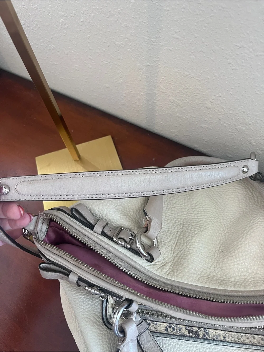 Authentic  Coach Madison Embossed Sophia Satchel in Cream Python style 19631